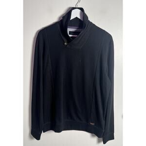Ted Baker The London Sweater Mens Large Black Pullover Mock Neck Jersey Knit EUC